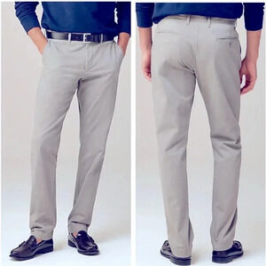 J. Crew 33x30 Stretch Gray Straight Leg Flat Front Chino Casual Pants Mens